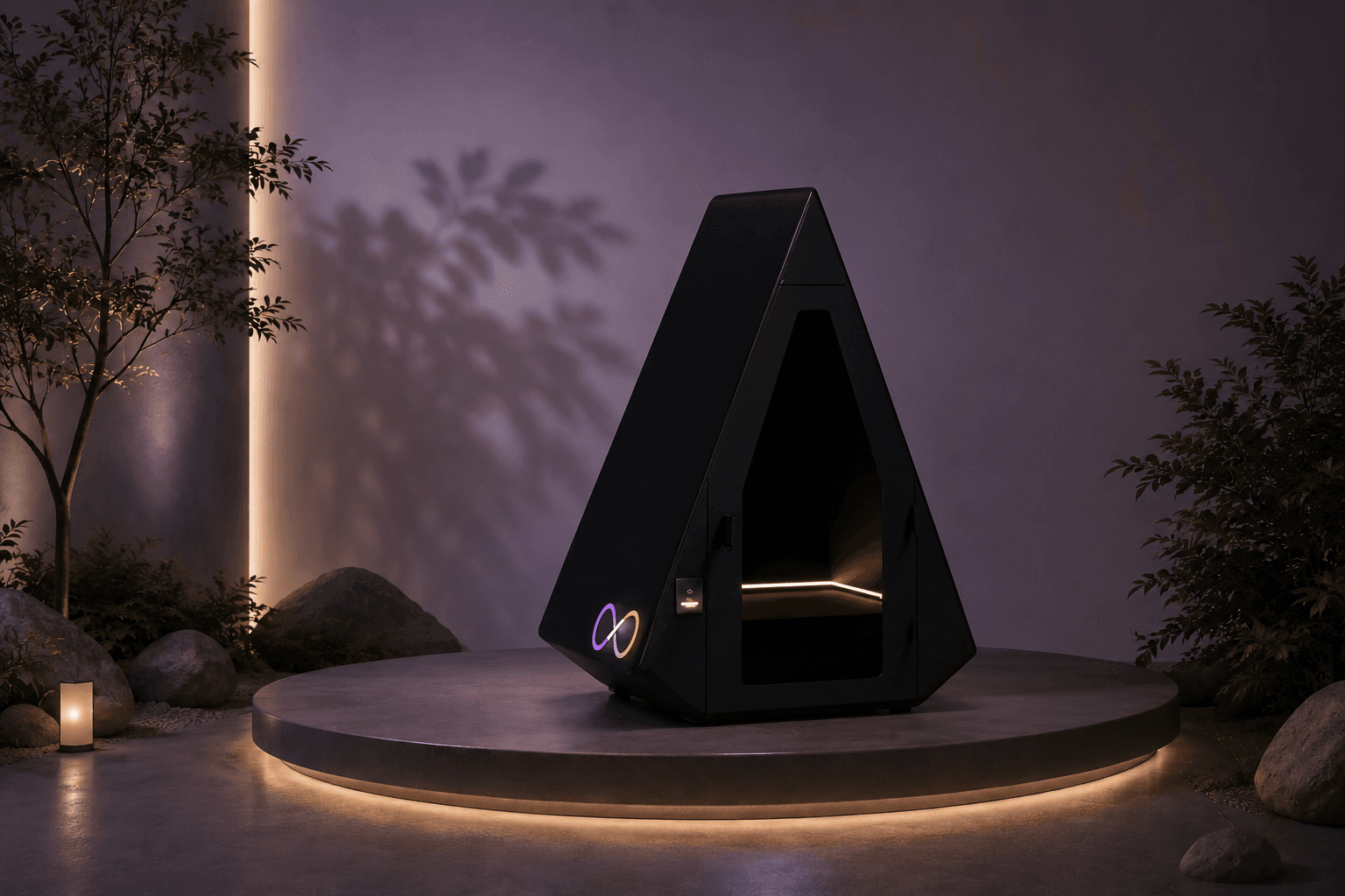 IKYOMM OMMPODS meditation pod with warm interior light
