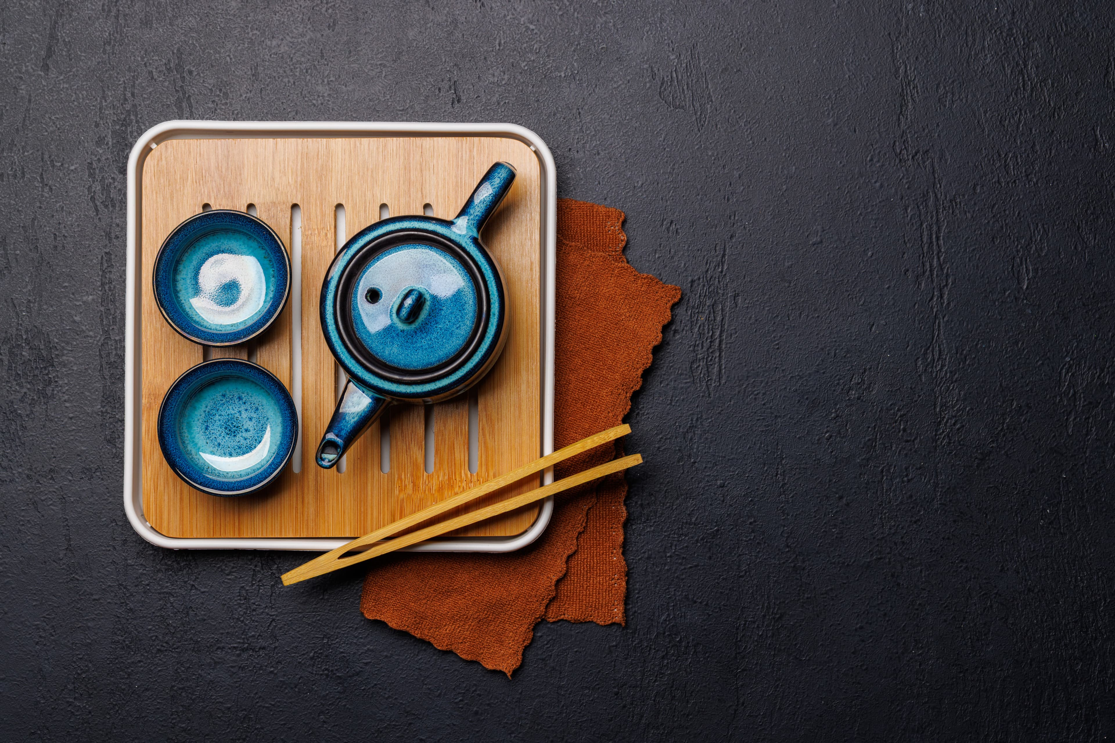 Functional tea ritual set on a bamboo tray