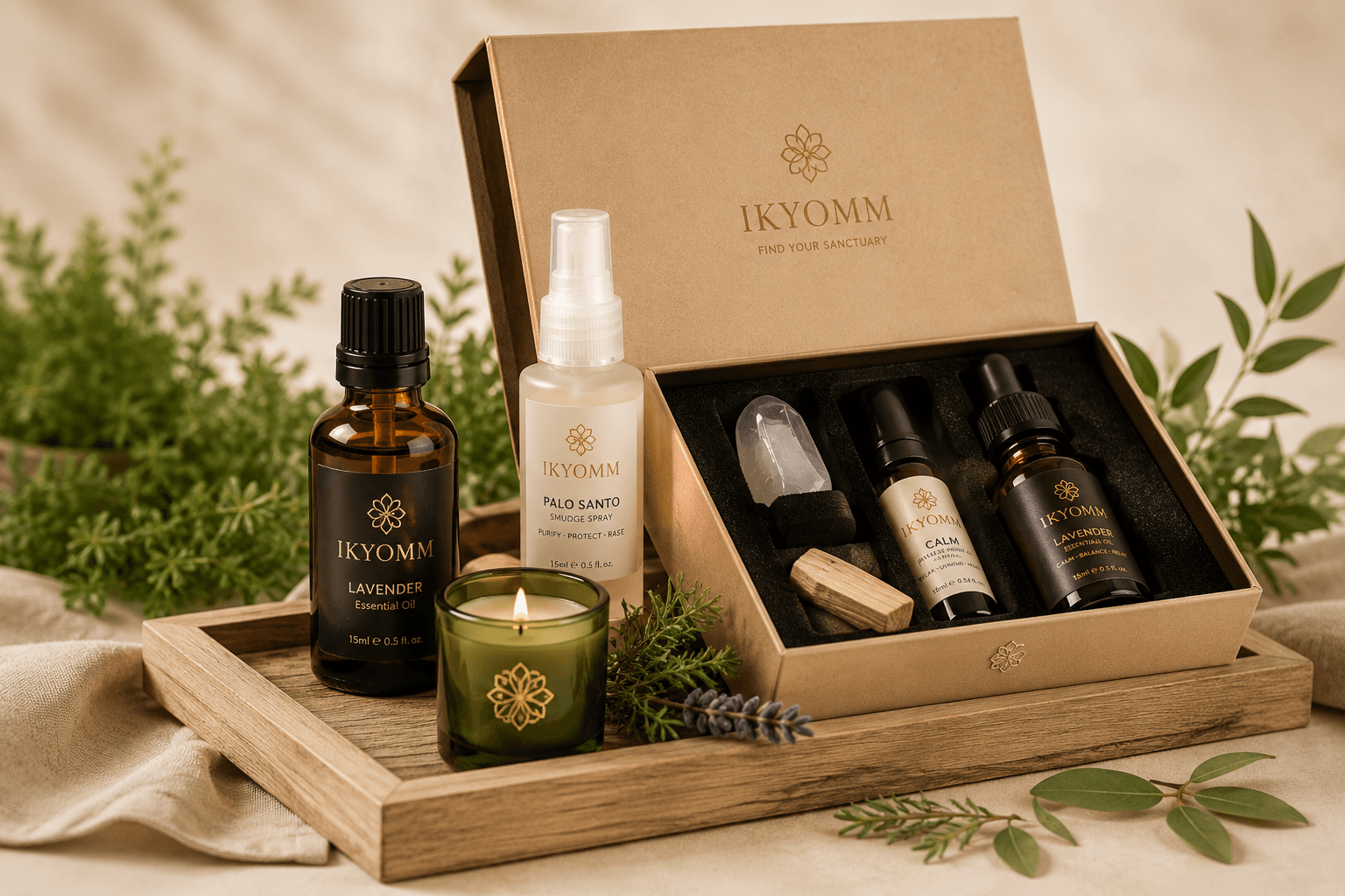 IKYOMM ritual kit arranged in a wooden box