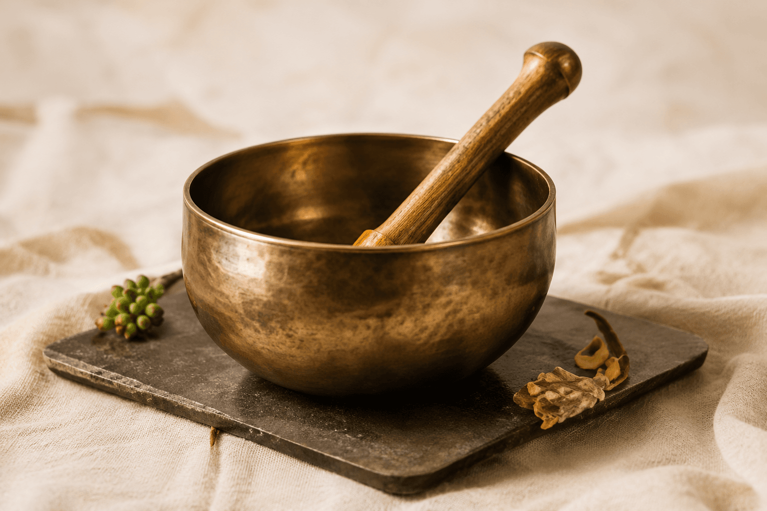 Meditation tools and singing bowl