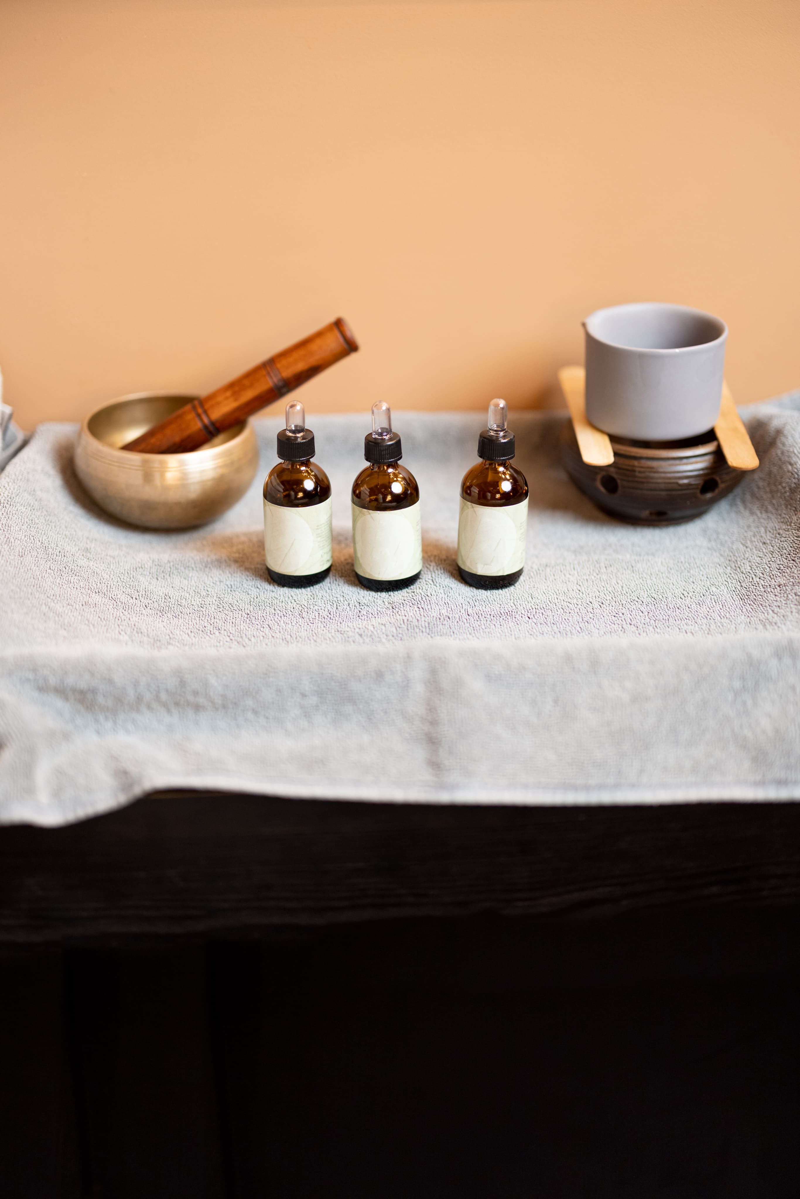 Natural wellness pouch with crystals and ritual supplies